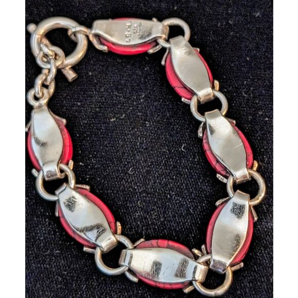 Mexican Red Jasper 925 Sterling Silver Toggle Bracelet - Picture 4 of 11